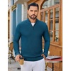 COOFANDY Men’s Quarter Zip Sweater Pullover 1/4 Zip Casual Long Sleeve Fall(Dark Blue)