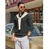 COOFANDY Men’s Quarter Zip Sweater Pullover 1/4 Zip Casual Long Sleeve Fall(Dark Gray)