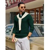 COOFANDY Men’s Quarter Zip Sweater Pullover 1/4 Zip Casual Long Sleeve Fall(Dark Green)