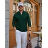 COOFANDY Men’s Quarter Zip Sweater Pullover 1/4 Zip Casual Long Sleeve Fall(Dark Green)