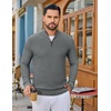 COOFANDY Men’s Quarter Zip Sweater Pullover 1/4 Zip Casual Long Sleeve Fall(Heather Gray)