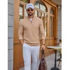 COOFANDY Men’s Quarter Zip Sweater Pullover 1/4 Zip Casual Long Sleeve Fall(Khaki)
