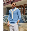 COOFANDY Men’s Quarter Zip Sweater Pullover 1/4 Zip Casual Long Sleeve Fall(Light Blue)
