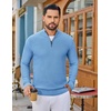COOFANDY Men’s Quarter Zip Sweater Pullover 1/4 Zip Casual Long Sleeve Fall(Light Blue)