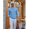 COOFANDY Men’s Quarter Zip Sweater Pullover 1/4 Zip Casual Long Sleeve Fall(Light Blue)