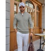 COOFANDY Men’s Quarter Zip Sweater Pullover 1/4 Zip Casual Long Sleeve Fall(Light Gray)