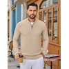 COOFANDY Men’s Quarter Zip Sweater Pullover 1/4 Zip Casual Long Sleeve Fall(Light Khaki)