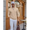COOFANDY Men’s Quarter Zip Sweater Pullover 1/4 Zip Casual Long Sleeve Fall(Light Khaki)