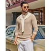 COOFANDY Men’s Quarter Zip Sweater Pullover 1/4 Zip Casual Long Sleeve Fall(Light Khaki)
