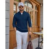 COOFANDY Men’s Quarter Zip Sweater Pullover 1/4 Zip Casual Long Sleeve Fall(Navy Blue)