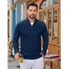 COOFANDY Men’s Quarter Zip Sweater Pullover 1/4 Zip Casual Long Sleeve Fall(Navy Blue)