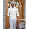 COOFANDY Men’s Quarter Zip Sweater Pullover 1/4 Zip Casual Long Sleeve Fall(White)