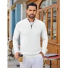 COOFANDY Men’s Quarter Zip Sweater Pullover 1/4 Zip Casual Long Sleeve Fall(White)