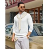 COOFANDY Men’s Quarter Zip Sweater Pullover 1/4 Zip Casual Long Sleeve Fall(White)
