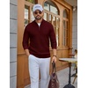 COOFANDY Men’s Quarter Zip Sweater Pullover 1/4 Zip Casual Long Sleeve Fall(Wine Red)