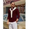COOFANDY Men’s Quarter Zip Sweater Pullover 1/4 Zip Casual Long Sleeve Fall(Wine Red)