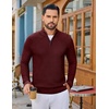 COOFANDY Men’s Quarter Zip Sweater Pullover 1/4 Zip Casual Long Sleeve Fall(Wine Red)