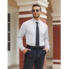 COOFANDY Mens Stretch Dress Shirts Long Sleeve Button Down Shirt Regular Fit Formal Business Shirts(White-black Dot)