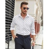 COOFANDY Mens Stretch Dress Shirts Long Sleeve Button Down Shirt Regular Fit Formal Business Shirts(White-black Dot)