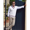 COOFANDY Men’s Sweater Vest V Neck Casual Sleeveless Knit Pullover Sweater(All White)