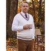 COOFANDY Men’s Sweater Vest V Neck Casual Sleeveless Knit Pullover Sweater(All White)