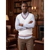 COOFANDY Men’s Sweater Vest V Neck Casual Sleeveless Knit Pullover Sweater(All White)