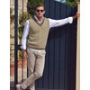 COOFANDY Men’s Sweater Vest V Neck Casual Sleeveless Knit Pullover Sweater(Beige & Brown Blue Stripe)