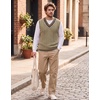 COOFANDY Men’s Sweater Vest V Neck Casual Sleeveless Knit Pullover Sweater(Beige & Brown Blue Stripe)