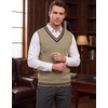 COOFANDY Men’s Sweater Vest V Neck Casual Sleeveless Knit Pullover Sweater(Beige & Brown Blue Stripe)