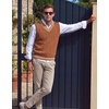 COOFANDY Men’s Sweater Vest V Neck Casual Sleeveless Knit Pullover Sweater(Caramel)