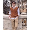 COOFANDY Men’s Sweater Vest V Neck Casual Sleeveless Knit Pullover Sweater(Caramel)