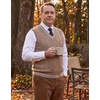 COOFANDY Men’s Sweater Vest V Neck Casual Sleeveless Knit Pullover Sweater(Dark Khaki)