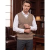 COOFANDY Men’s Sweater Vest V Neck Casual Sleeveless Knit Pullover Sweater(Dark Khaki)