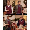 COOFANDY Men’s Sweater Vest V Neck Casual Sleeveless Knit Pullover Sweater(Dark Red)