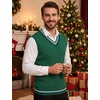 COOFANDY Men’s Sweater Vest V Neck Casual Sleeveless Knit Pullover Sweater(Green)