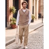 COOFANDY Men’s Sweater Vest V Neck Casual Sleeveless Knit Pullover Sweater(Khaki)