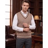 COOFANDY Men’s Sweater Vest V Neck Casual Sleeveless Knit Pullover Sweater(Khaki)