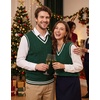 COOFANDY Men’s Sweater Vest V Neck Casual Sleeveless Knit Pullover Sweater(Lake Green & White Stripe)