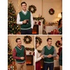 COOFANDY Men’s Sweater Vest V Neck Casual Sleeveless Knit Pullover Sweater(Lake Green & White Stripe)