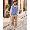 COOFANDY Men’s Sweater Vest V Neck Casual Sleeveless Knit Pullover Sweater(Light Blue)