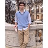 COOFANDY Men’s Sweater Vest V Neck Casual Sleeveless Knit Pullover Sweater(Light Blue)