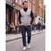 COOFANDY Men’s Sweater Vest V Neck Casual Sleeveless Knit Pullover Sweater(Light Grey)