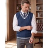 COOFANDY Men’s Sweater Vest V Neck Casual Sleeveless Knit Pullover Sweater(Navy Blue)