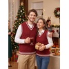 COOFANDY Men’s Sweater Vest V Neck Casual Sleeveless Knit Pullover Sweater(Red Wihte Stripe)