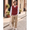 COOFANDY Men’s Sweater Vest V Neck Casual Sleeveless Knit Pullover Sweater(Red Wihte Stripe)