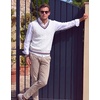 COOFANDY Men’s Sweater Vest V Neck Casual Sleeveless Knit Pullover Sweater(White & Navy Blue Red Stripe)