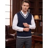 COOFANDY Men’s Sweater Vest V Neck Casual Sleeveless Knit Pullover Sweater(White & Navy Blue Stripe)