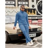 COOFANDY Men’s Tracksuit 2 Piece Set Geometric Texture Quarter Zip Pullover Sweatshirt Athletic Running Sweatsuits(Grey Blue)