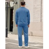 COOFANDY Men’s Tracksuit 2 Piece Set Geometric Texture Quarter Zip Pullover Sweatshirt Athletic Running Sweatsuits(Grey Blue)