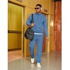 COOFANDY Men’s Tracksuit 2 Piece Set Geometric Texture Quarter Zip Pullover Sweatshirt Athletic Running Sweatsuits(Grey Blue)